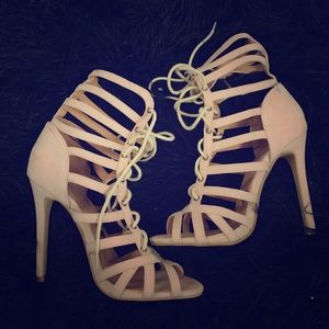 Nude Pink open toed heels